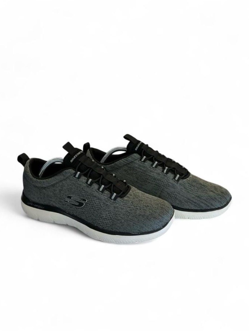 Skechers Lite-Weight Gray Knit Sneakers